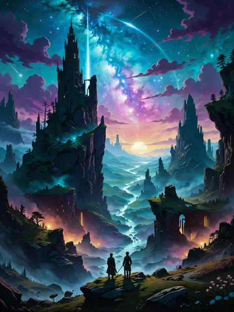 <loractl:envybetterhiresfixxl01-xl:0.0:hr=1.0> <lora:add-detail-xl:2.4> <lora:more_artful-xl:0.6> <lora:lyco-style-envydramaticlightingxl01_digital_art-xl:0.5> famous artwork inspired by (caspar david friedrich:1.4) and (stellaris:1.2), anime poster style, beautiful otherworldly (extraterrestrial mythical landscape:1.2), at night, (arcane beautiful flora:1.2), supernatural and quixotic structures, jagged rock formations, biomorphic, night sky, nebula, ethereal, dappled light, black, teal, purple, (blue:0.8), (cyan:0.8), (bordeaux red:0.7), (yellow:0.7), dark corners, ultra detailed, 8k, uhd