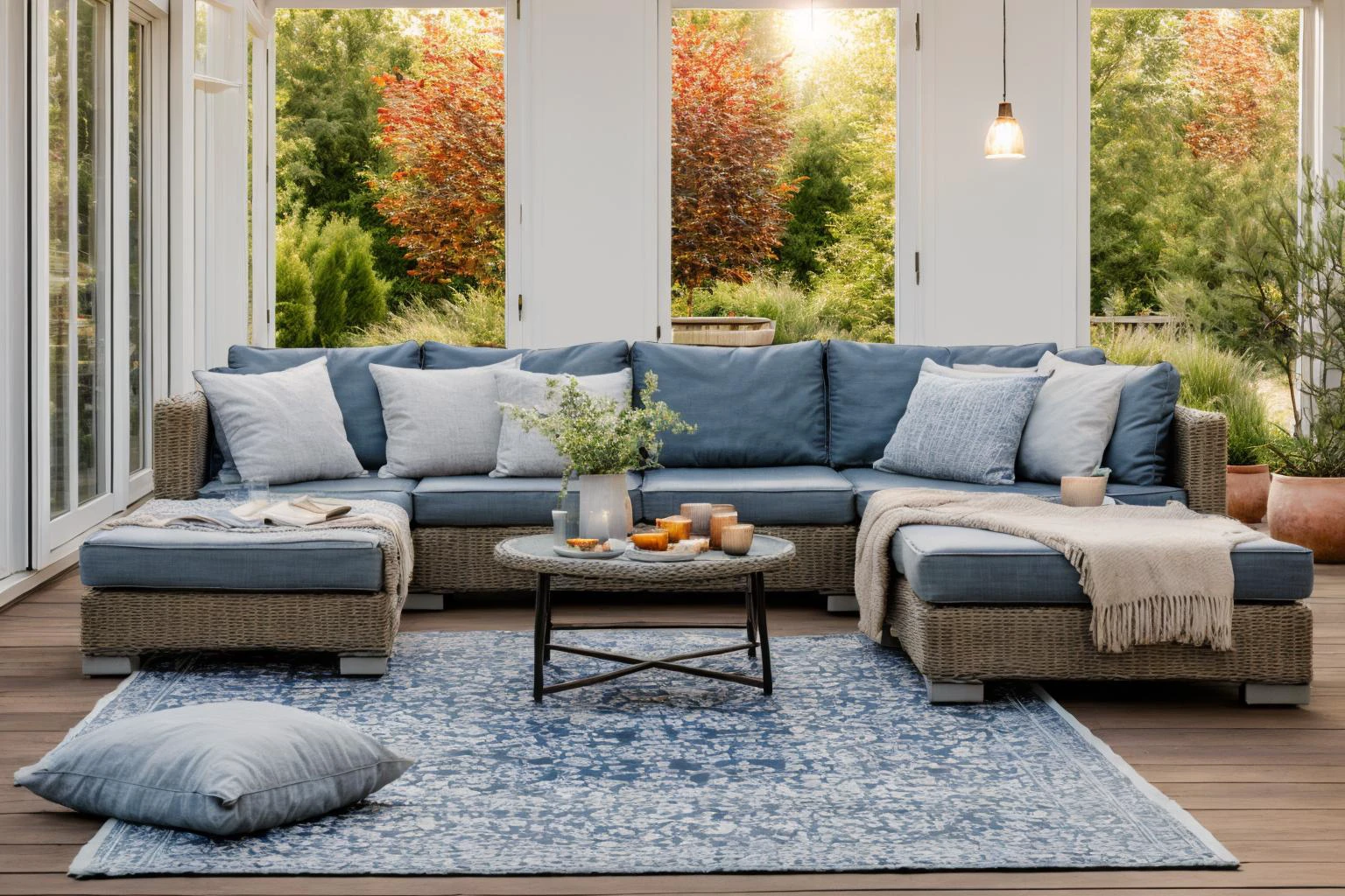 garden, Dive into the world of Illustration, painting a serene patio setting with a couch, table, and twinkling lights. The blue rug on the floor adds a touch of elegance. Drawing inspiration from Christian Hilfgott Brand, the light and space movement is evident in every brushstroke. The scene is illuminated with ambient light, casting gentle shadows. The color temperature is cool, with no faces to interpret. The atmosphere is peaceful, making it a perfect stock illustration
<lora:lora_garden_architecture_Exterior_SDlife_Chiasedamme_V1.0:0.6>
