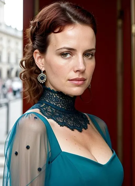 portrait of sks woman in Vienna, at the Schoenbrunn Palace, by Flora Borsi, style by Flora Borsi, bold, bright colours, ((Flora Borsi)), by Dominique Issermann, <lora:lora-small-carla-gugino-v1:1>
