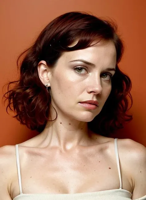 close up portrait of sks woman , by Flora Borsi, style by Flora Borsi, bold, bright colours, ((Flora Borsi)), by William Eggleston, <lora:lora-small-carla-gugino-v1:1>