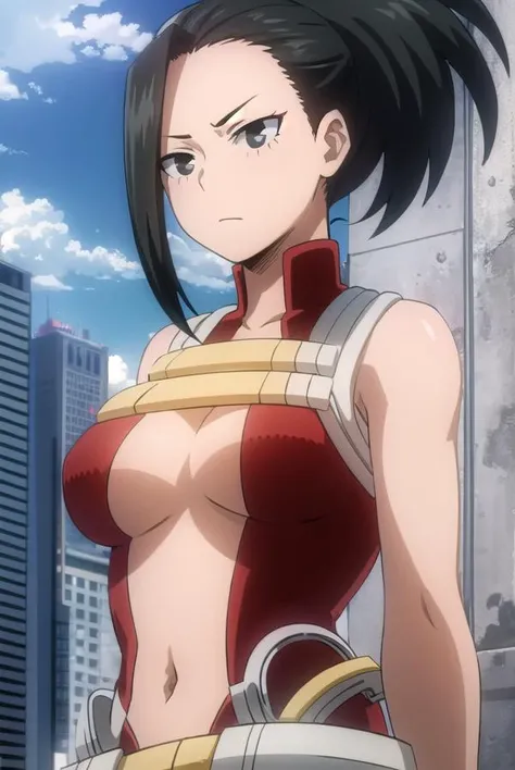yaoyorozumomo, <lora:momo yaoyorozu s3-lora-nochekaiser:1>,
yaoyorozu momo, (momo yaoyorozu:1.2), long hair, bangs, black hair, ponytail, (black eyes:1.5), high ponytail, wide ponytail,
BREAK navel, cleavage, bare shoulders, belt, leotard, bare arms, center opening, red leotard, beltskirt,
BREAK outdoors, city, sun, sky, clouds,
BREAK looking at viewer,
BREAK <lyco:GoodHands-beta2:1>, (masterpiece:1.2), best quality, high resolution, unity 8k wallpaper, (illustration:0.8), (beautiful detailed eyes:1.6), extremely detailed face, perfect lighting, extremely detailed CG, (perfect hands, perfect anatomy),
