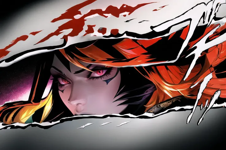 (masterpiece, best quality, solo, intricate details, chromatic aberration), Dark_Cosmic_Lux, Orange_hair, gradient_hair, very_long_hair, <lora:Char_LoL_CosmicLux:1>, Persona Cut In, <lora:Style_PersonaCutIn:1>, dark theme, fantasy, epic, A dark and evil land ruled by the dark lord Sauron,