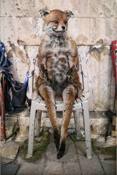 Highly detailed, High Quality, Masterpiece, beautiful, <lora:CursedTails:1>, no humans, animal, animal focus, motivatedchair, <lora:Pos_Chair:0.8>, sitting