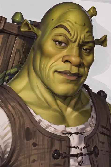 Highly detailed, High Quality, Masterpiece, beautiful, 1boy, solo, shrex, green skin, ogre, shrek, <lora:Char_Sigmas_Shrek:0.9>, RocksEyebrowRaise, portrait, raised eyebrow, thick eyebrows, <lora:Pos_TheRocksEyebrowRaiseMeme:1>