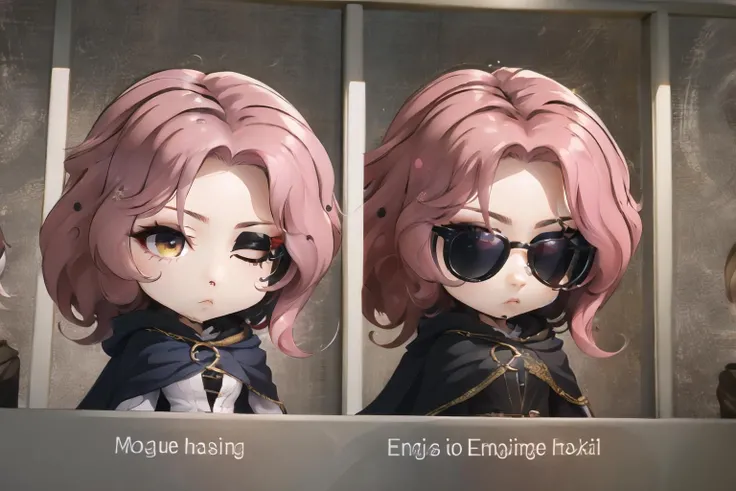 Highly detailed, High Quality, Masterpiece, beautiful, 2girls, english text, <lora:TheCoolerDaniel:1>, ((chibi)), <lora:Style_Chibi:1>, Melina, cloak, hooded cloak, <lora:Char_EldenRing_Melina:0.9>