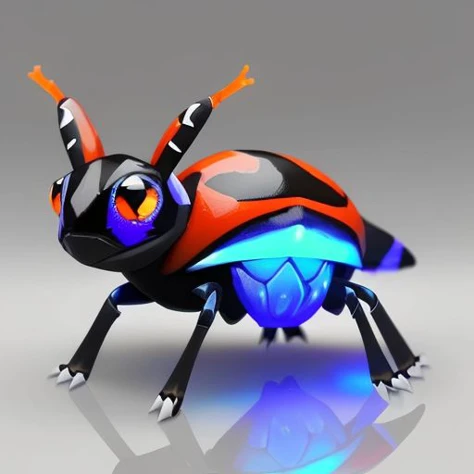 (samdoesarts style:1.3) a wild harlequin (bug:1.2) goldfish Pokemon with white hair, glowing eyes, Ice world or glacier, highly detailed, intricate
