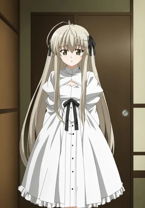 A 15-year-old super beautiful blonde Japanese girl wearing a super shiny silver long-sleeved sailor suit made of latex　A pussy covered in white slime and pubic hair is forced open　She vomits