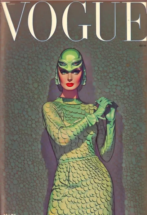 A glamour magazine cover, featured on the cover is a slimy dangerous tentacle alien (wearing a silk slip)