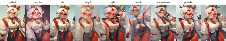 hsdevil,score_7_up,source_anime,1girl,cowboy shot, purah,white hair,red eyes,hair ornament, red headband, red glasses, sleeveless shirt, white coat, black skirt, red leggings,gloves,smug,closed mouth,looking at viewer <lora:purah-pdxl-nvwls-v1:0.8>