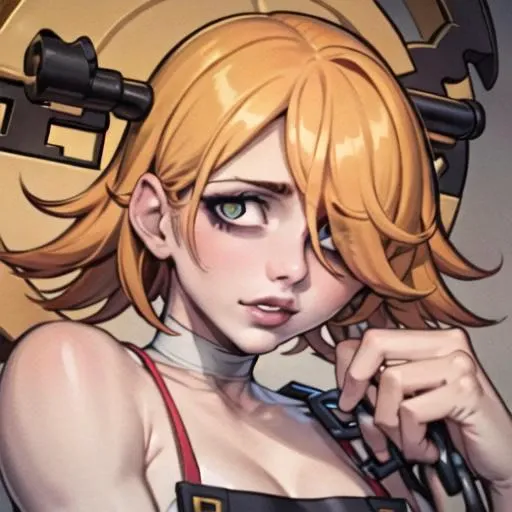 (masterpiece, best quality, high resolution), (illustration:1.0), extremely detailed face, perfect lighting, (perfect hands,perfect anatomy), (1girl, solo:1.5), glowing skin and perfect symmetrical pretty face,
1girl, abams, object through head, bandages, key, blood, hair over one eye, chain, solo, pale skin, <lora:Aba-000003:1>, <lora:MurkySpecial:0.8>