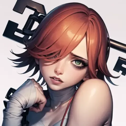 (masterpiece, best quality, high resolution), (illustration:1.0), extremely detailed face, perfect lighting, (perfect hands,perfect anatomy), (1girl, solo:1.5), glowing skin and perfect symmetrical pretty face,
1girl, abams, object through head, bandages, key, blood, hair over one eye, chain, solo, pale skin, <lora:Aba-000003:1>