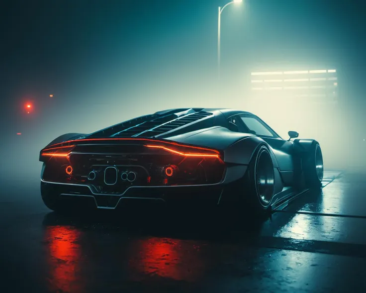 (intrincated details:1.2), (photorealistic), (masterpiece), (photography),  cinematic lighting, 
cyberpunk city, fog, futuristic car, ground vehicle, motor vehicle, no humans, scenery, solo, vehicle focus, night time, front quarter
 <lora:Drone_Cars_XL:1>