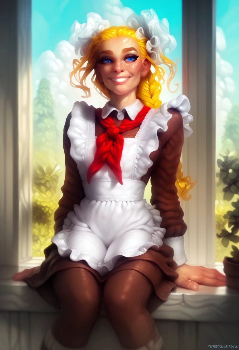 score_9, score_8_up, score_7_up, score_6_up, calm style, source_cartoon, source_western, <lora:CalmXL:0.9> BREAK
<lora:Soviet_Schoolgirl_Uniform:0.7> nighty face, blue eyes, Soviet schoolgirl uniform, frilled apron, frilled hair scrunchie, red neckerchief, blonde golden hair, thick braid, wide hips