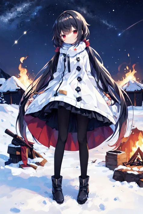 (masterpiece:1.2),best quality,extremely detailed,
BREAK
cute girl,(petite:1.3),solo,shiny skin,small breasts,very long hair,twintails,
detailed eyes,perfect anatomy,
cute eyes,(red eyes:1.3),(black hair:1.4),
BREAK
winter clothes,
BREAK
snow,winter,mountain,night,galaxy sky,shooting star,campfire,
BREAK
character focus,looking at viewer,
BREAK
<lyco:Detail Tweaker:0.5>