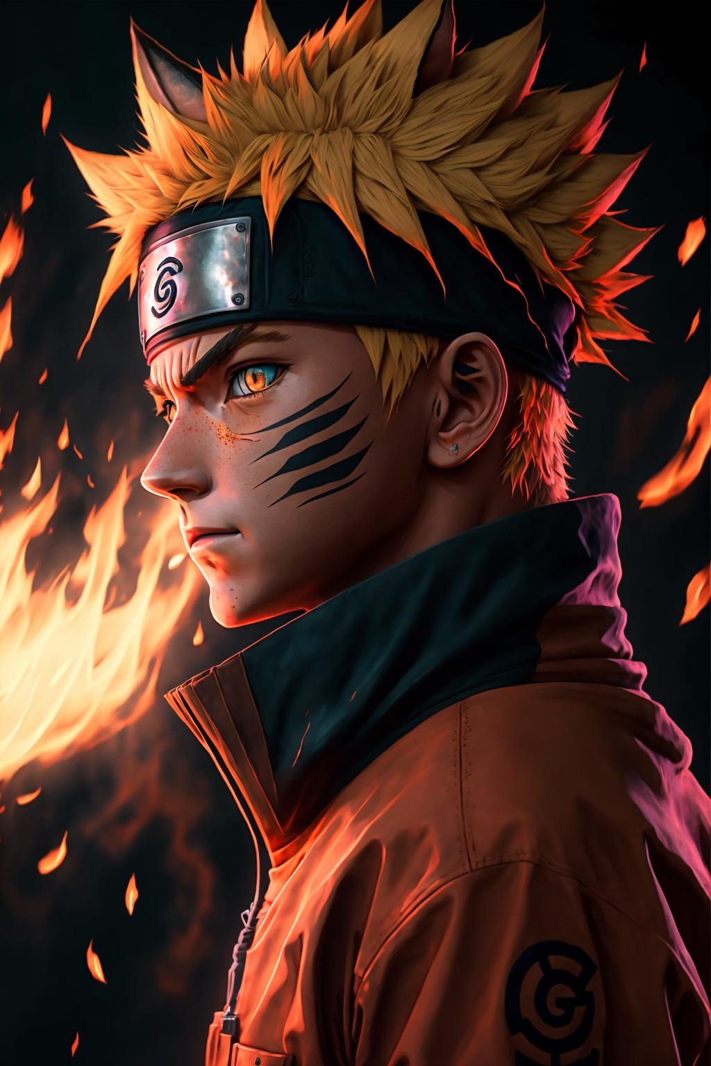 A close up of a person with a fire on their face - SeaArt AI