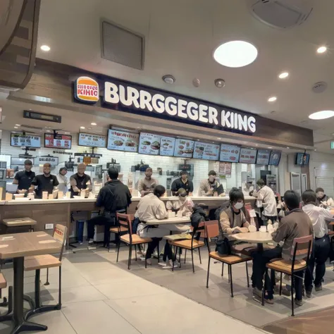 best quality, ultra-detailed, illustration,
burgerking, scenery, storefront, indoors, restaurant, multiple boys, 6+boys, bag, handbag, scenery, table, english text, chair, real world location
<lora:burgerking_SD15_V2:1>
