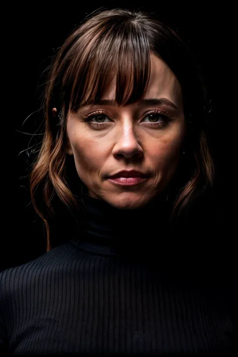A stunning intricate full color portrait of lindaCard1 , wearing a black turtleneck, epic character composition, by ilya kuvshinov, alessio albi, nina masic, sharp focus, natural lighting, subsurface scattering, f2, 35mm