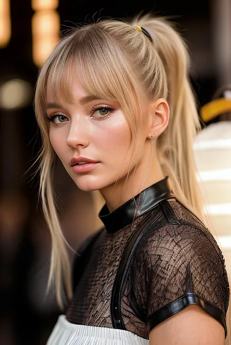 beautiful woman (EP1r1n4B43v4:.99), ((blonde high ponytail:1.2)), ((makeup)), ((portrait)), (closeup:1.2), ((from the waist up)), ((( A vibrant, bustling Seoul street during a traditional lantern festival :1.2 ))), natural skin texture, (( Mesh top and leather shorts :1.2)), 24mm, 4k textures, soft cinematic light, adobe lightroom, photolab, hdr, intricate, elegant, highly detailed, sharp focus, ((((cinematic look)))), soothing tones, insane details, intricate details, hyperdetailed, low contrast, soft cinematic light, exposure blend, hdr, faded, now, ("I've got a bad feeling about this.":1.1)