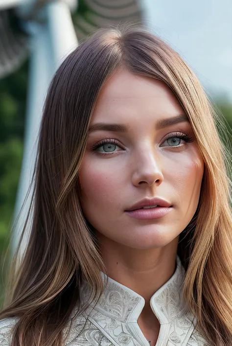 beautiful woman (EP1r1n4B43v4:.99), perfect hair, jewellery, ((portrait)), (closeup:1.2), ((from the waist up)), ((( An innovative vertical wind farm, harnessing wind energy with tall, slender turbines integrated into city landscapes :1.2 ))), natural skin texture, (( Paisley blouse and culottes :1.2)), 24mm, 4k textures, soft cinematic light, adobe lightroom, photolab, hdr, intricate, elegant, highly detailed, sharp focus, ((((cinematic look)))), soothing tones, insane details, intricate details, hyperdetailed, low contrast, soft cinematic light, exposure blend, hdr, faded, now, ("I've got a bad feeling about this.":1.1)