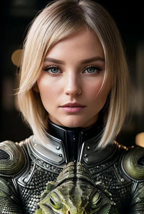 beautiful woman (EP1r1n4B43v4:.99), perfect blonde hair, jewellery, ((portrait)), (closeup:1.2), ((from the waist up)), (((  Futuristic dystopian city viewpoint displaying bioengineered glow-in-the-dark reptiles :1.2 ))), natural skin texture,  ((  office_lady :1.2)), 24mm, 4k textures, soft cinematic light, adobe lightroom, photolab, hdr, intricate, elegant, highly detailed, sharp focus, ((((cinematic look)))), soothing tones, insane details, intricate details, hyperdetailed, low contrast, soft cinematic light, exposure blend, hdr, faded, now, ("I've got a bad feeling about this.":1.1)