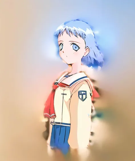 1girl,solo,school uniform,blue eyes,blue hair,short hair,skirt,long sleeves,serafuku,pleated skirt,<lora:ruriko:0.9>,