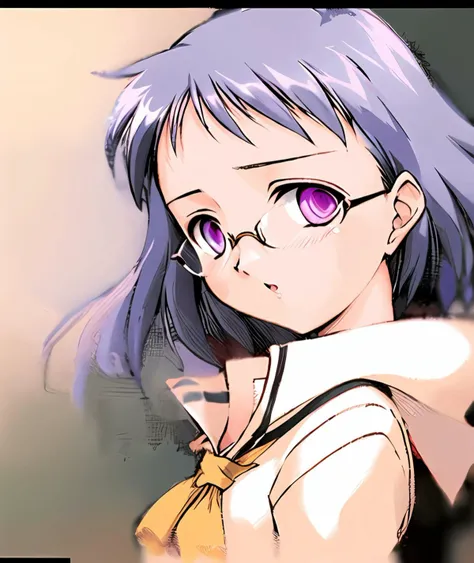 1girl,glasses,solo,purple eyes,<lora:ruriko:1>,upper body,