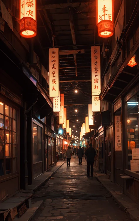 extremely detailed (((micro photo))) of a exhibition halls, terracotta, bioluminescent organisms,lanterns with real flames, pathway lighting at dusk