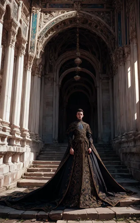 xuer extravagant gown <lora:xuer extravagant gown_20240111031813:0.8>, a , outdoor shot of Alhambra