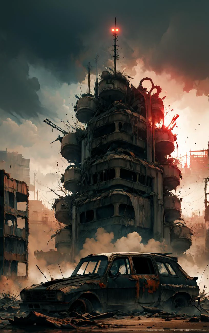 Abstract style, post-apocalyptic wasteland, biohazard outbreak <lora:yryy_style:0.8>
