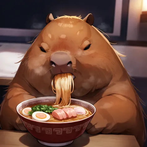 no human,original, <lora:capybara:1> capybara,<lora:ai_ramen:1>airamen,eating_ramen,
masterpiece, best quality, very aesthetic, absurdres,