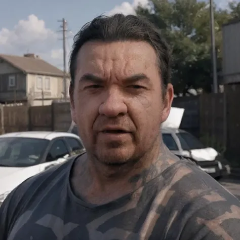 a middle-aged man in a cap with a beard next to a Korean car
