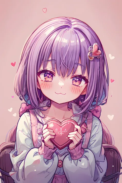 <lora:niji-kawayi:1>, 1girl, blush, heart-shaped pupils, holding heart-shaped chocolate, red eyes, purple hair, light smile, pink simple background, heart ornament, <lora:uwu:1.2> ;3, uwu, catmouth, <lora:add_detail:0.85>, light particles, soft light, volumetric light, intricate details, finely detailed