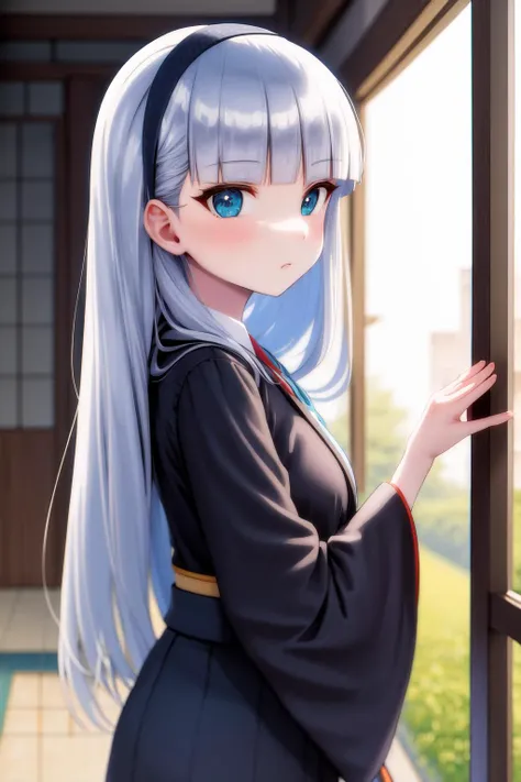masterpiece, best quality, highres, 1girl umi hairband, (kimono:1.0) <lora:umi_ryuuzaki_shoulder_armor:1>