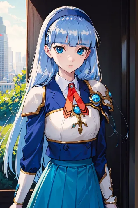 <lora:umi_ryuuzaki_shoulder_armor:1> 1girl, umi ryuuzaki, hairband, armor shoulder armor, blue skirt,, absurdres, ultra detailed, masterpiece, best quality, aesthetic, detailed,