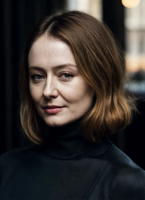 A stunning intricate full color portrait of (sks woman:1), wearing a black turtleneck, epic character composition, by ilya kuvshinov, alessio albi, nina masic, sharp focus, natural lighting, subsurface scattering, f2, 35mm, film grain, <lora:locon_mirandaotto_v1_from_v1_64_32:1>