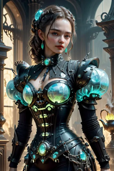 ((best quality)), ((masterpiece)), ((realistic,digital art)), (hyper detailed),UraniumTechAI upper body clothing,  Cashmere, Reticulated,,  Puff Sleeves, Tea Length, Drop Waist,  Button Fly,,Two-Piece Set, Corset Closure,  , octane rendering, raytracing, volumetric lighting, Backlit,Rim Lighting, 8K, HDR,   <lora:UraniumTechAI:1>