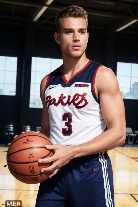 Handsome Korean Boy playing basketball on basketball court,sweat leggs,Photos during exercise,Basketball costumeasculine,Exquisite facial features,virile,musculature,rich facial detail((The crotch is raised))closeup cleavage, slim and lean body