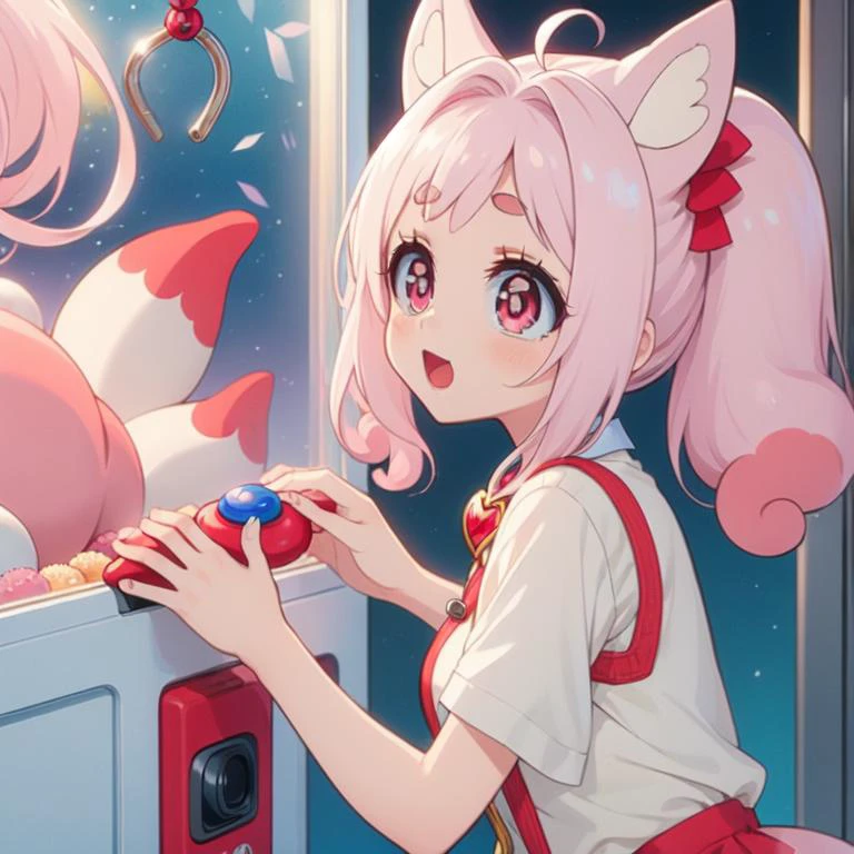 (masterpiece, best quality, detailed:1.5), 1girl from side, bend over while control long joystick and press button, (claw machine:1.2) <lora:girllikeclawmachine:0.8>, (Kome-Kome, fox girl:1.2) <lora:Kome-Kome:1>, laugh