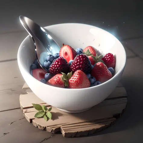 <lora:NeoFuturisticTech-20:0.8>,neotech,sleek,bowl of fruits,glowing