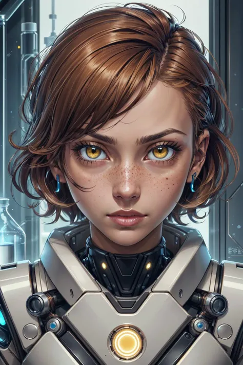 (inked original-art:1.2), (lineart:1.31), (fine-details:1.3), RAW-format, <lora:add_detail:0.5> <lora:realistic:.4>
1 girl, adult jewish woman, freckles, yellow eyes, medium brown fringe hair,
looking down, solo, half shot, detailed background, detailed face, (<lora:NeoFuturisticTech-20:0.6>, neotech theme:1.1), scientist, technology, futuristic, fantasy science lab in background, chemistry, test tubes, liquid tanks, air filter,