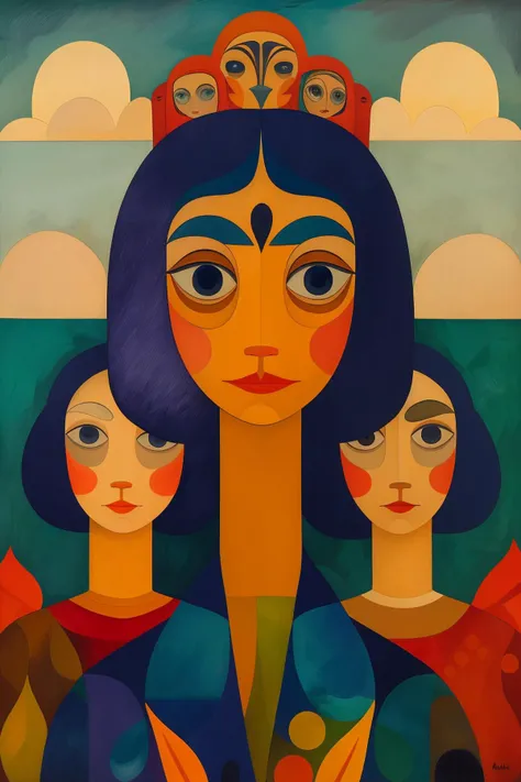 masterpiece,best quality,outdoor,illustration,<lora:tbh110-:1>,style of Tarsila do Amaral