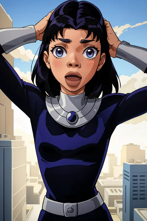 (masterpiece, best quality), intricate details,
1girl, <lora:blackfire:0.8> blackfire,
<lora:mahonest-01:0.8> hands on head, myhonest reaction, looking at viewer,