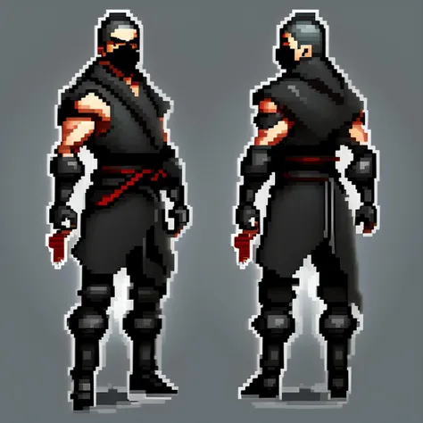 pixelart Finnish Create an image of a stealthy ninja, with a black outfit, shuriken in hand, and the ability to move like a shadow. Show the agility, the discipline, and the lethal skills of a creature that is both a warrior and an assassin., <lora:pixhell:1>