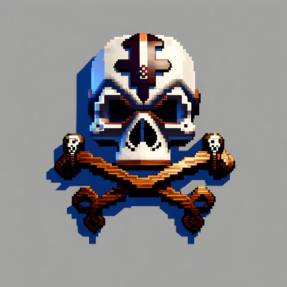 pixelart skull and bones video game prop, <lora:pixhell:1>