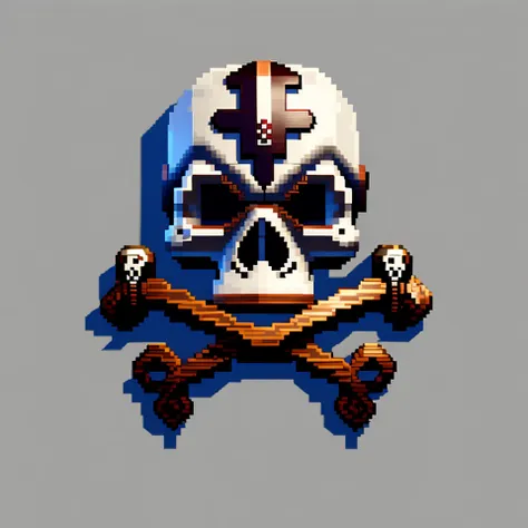 pixelart skull and bones video game prop, <lora:pixhell:1>