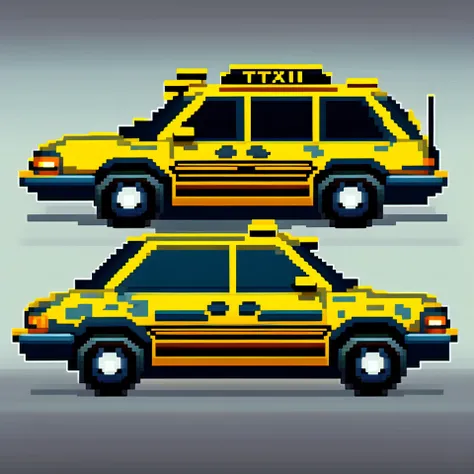 pixelart taxi car, side view, <lora:pixhell:1>