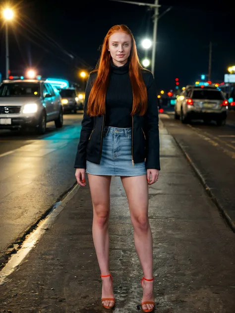 ((Fully legal) ((totally nude:1.5), ((full-length, 18 year old legal orphan dirty tomboy dirty street person,)), ((18-year old Sadie Sink lookalike)), ((tiny and very skinny)), ((slender skinny limbs: 1.1), (tiny woman: 1.2), (anorexic muscled legs:1.1), (thigh-gap:1.2), ((tiny breasts flat chest: 1.2)), (anorexic veiny muscled arms:1.1), nighttime broken clouds, moonlight, (anorexic belly:1.3), (well-defined abs: 1.3), (perfect body: 1.1), (Extra short wavy hair: 1.2), ((russet red hair)) cut with peekaboo bangs, ((full-body photos: 1.2)), ((worn out antique black police boots)), nighttime very crowded cyberpunk streets, ((extremely detailed CG 8k wallpaper), (extremely delicate and beautiful), (masterpiece), (best quality: 1.0), (ultra-high resolution: 1.0), beautiful lighting, perfect lightning, realistic shadows, [high resolution], Delicate skin, ultra-detailed, determined confident confrontational look