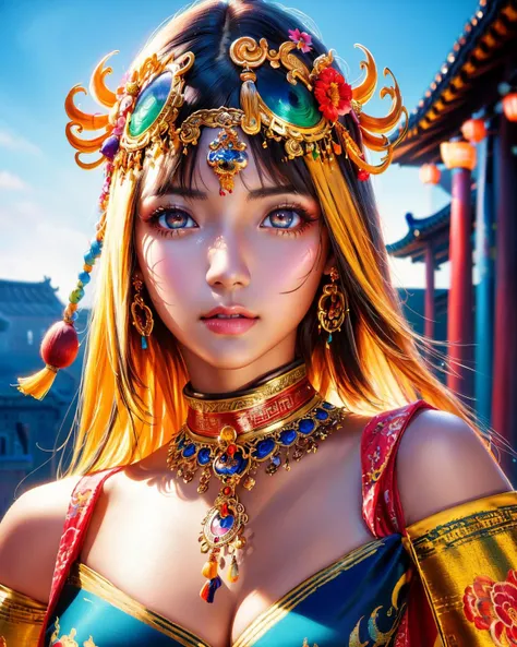 multiple colors, looking at the viewer, 1girl, ancient_Temple background, (sharp focus, eyes focus, masterpiece,best quality, realistic detail,clear image,realistic,high resolution) <hypernet:stylizaraBeautiful_v10:0.5>