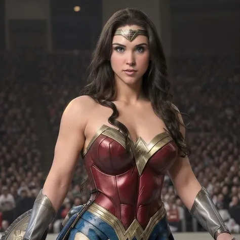 <lora:stephaniemcmahon:1.5> stephaniemcmahon   <lora:wonder_woman_fractal_outfit-10:0.35> wearing wonder_woman_cosplay_outfit