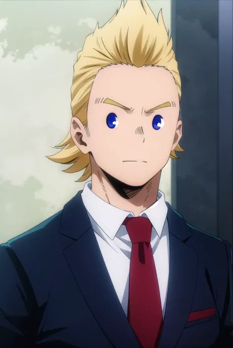 mirio, <lyco:mirio-lyco-nochekaiser:1>,
mirio, short hair, blonde hair, spiked hair,
BREAK shirt, school uniform, white shirt, necktie, collared shirt, belt, pants, red necktie, green pants, u.a. school uniform,
BREAK looking at viewer, upper body,
BREAK indoors, classroom,
BREAK <lyco:GoodHands-beta2:1>, (masterpiece:1.2), best quality, high resolution, unity 8k wallpaper, (illustration:0.8), (beautiful detailed eyes:1.6), extremely detailed face, perfect lighting, extremely detailed CG, (perfect hands, perfect anatomy),
